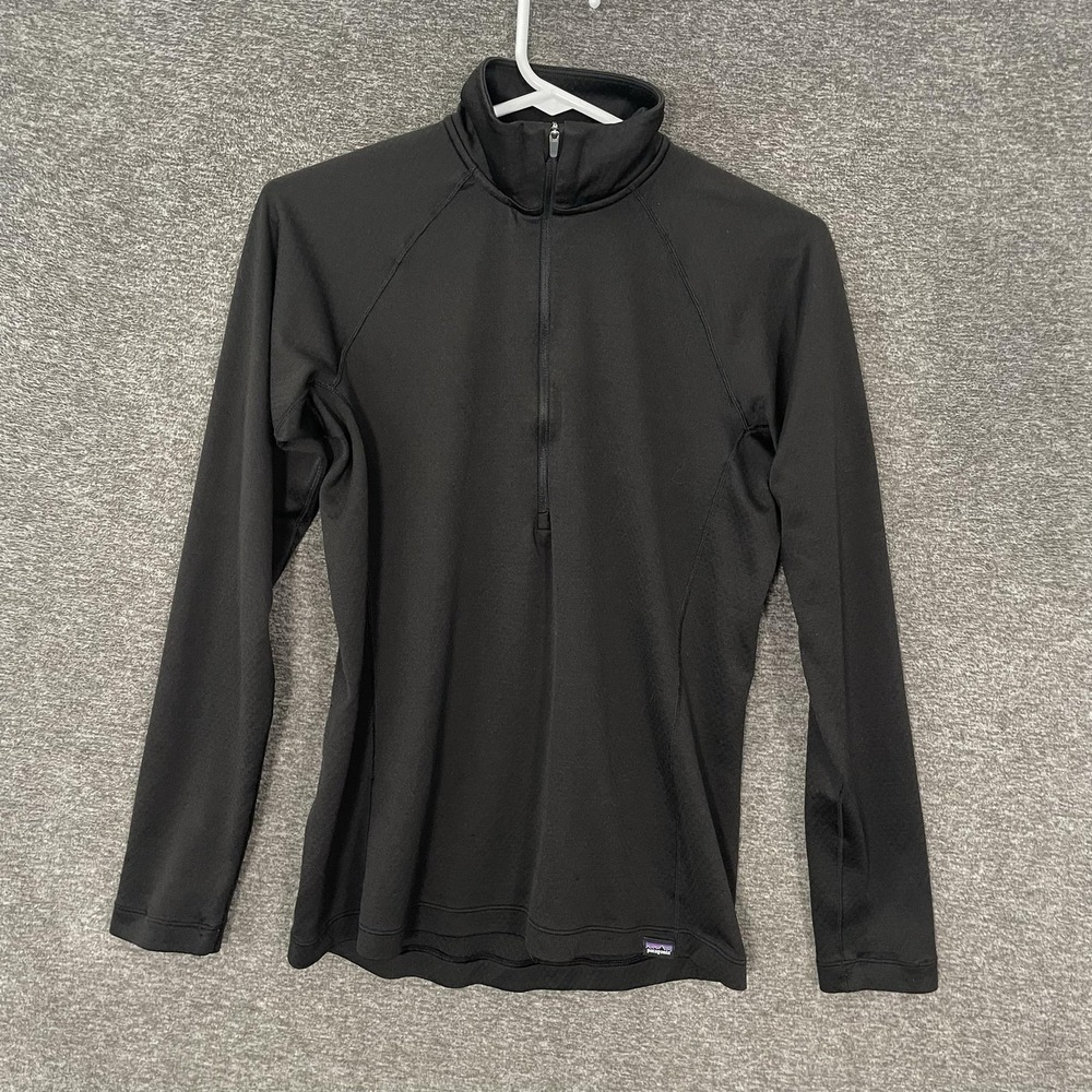 Patagonia Capilene Midweight Shirt Womens M Black Long Sleeve 1/4 Zip Base Layer